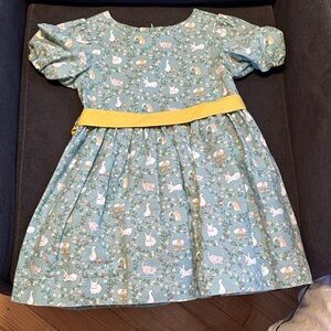 Mini Boden Floral Animal Print Dress with Yellow Trim